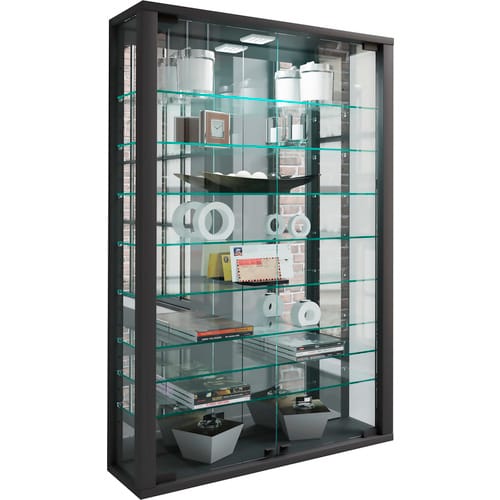 VCM Vitrine »Vitrosa«, mit LED-Beleuchtung, BxH: 59 x 91,3 cm, Holzwerkstoff/Glas - schwarz