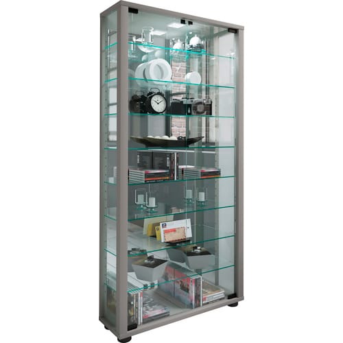 VCM Vitrine »Lumo«, BxH: 59 x 114,8 cm, Holzwerkstoff/Glas - silberfarben