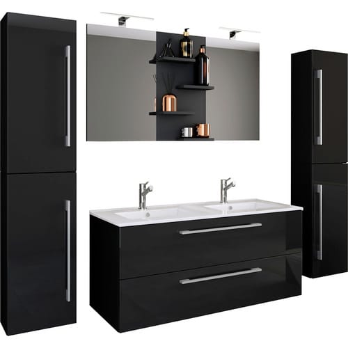 VCM Badmöbel-Set »Budasi«, 5-teilig, mit Spiegel - schwarz