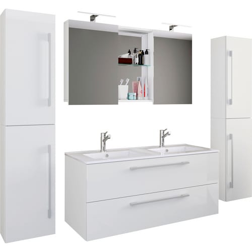 VCM Badmöbel-Set »Budasi«, 5-teilig, mit Spiegelschrank - weiss