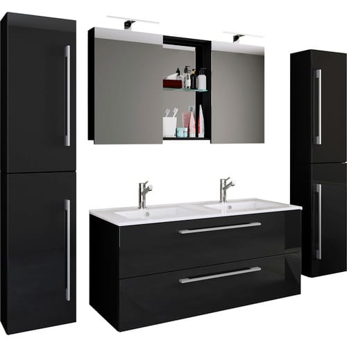 VCM Badmöbel-Set »Budasi«, 5-teilig, mit Spiegelschrank - schwarz