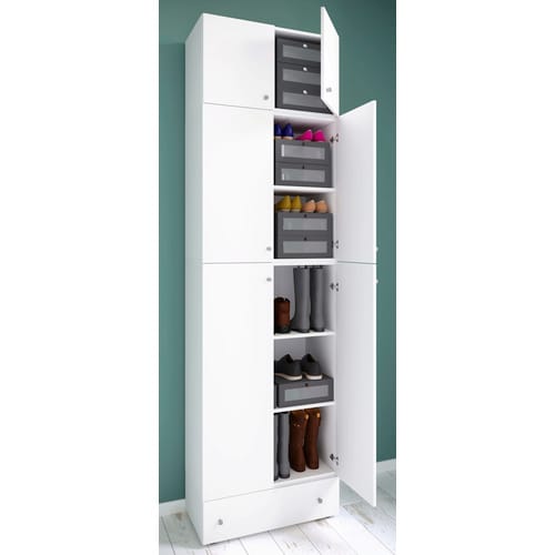 VCM Schuhschrank »Lona«, BxHxL: 39 x 240 x 70 cm, Holzwerkstoff - weiss