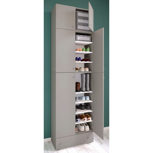 VCM Schuhschrank »Lona«, BxHxL: 39 x 240 x 70 cm, Holzwerkstoff - grau