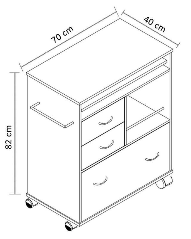 VCM Küchenwagen »Kicha«, BxH: 70 x 86 cm, Holzwerkstoff - weiss