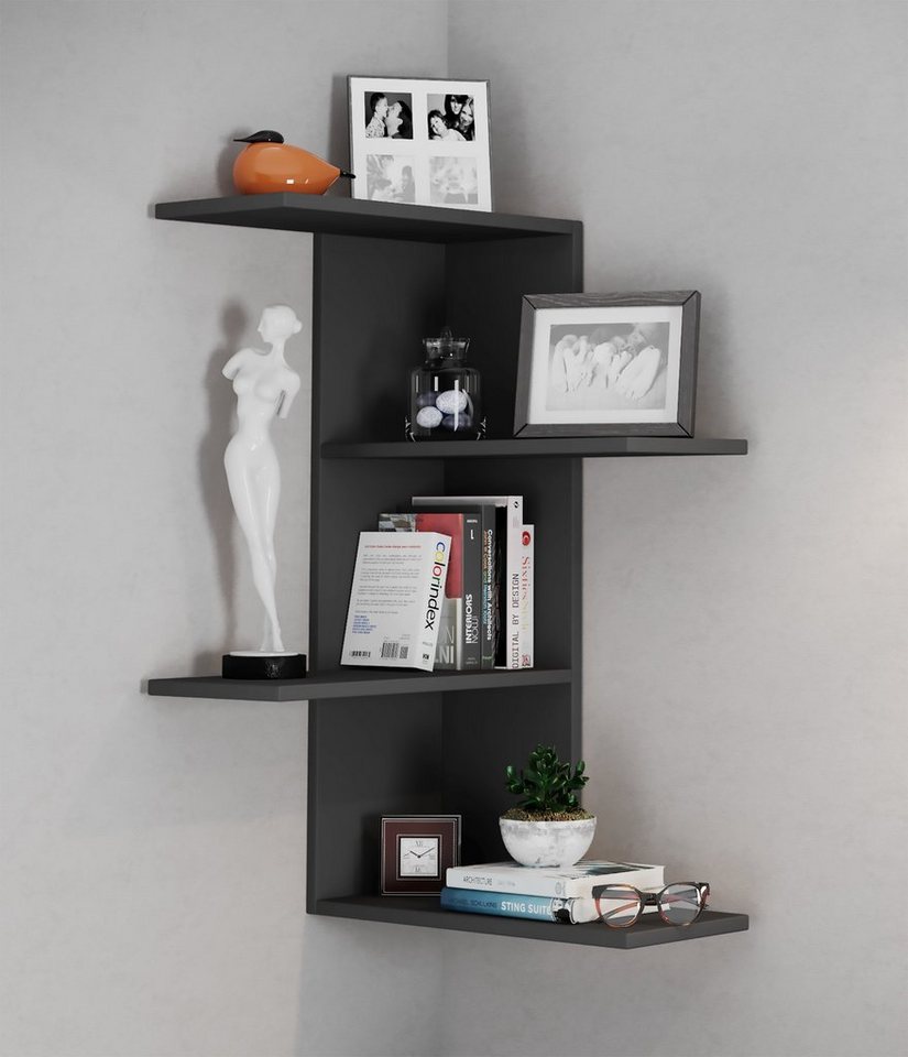 VCM Eckregal »Balos«, BxHxL: 45 x 77 x 45 cm, Holzwerkstoff - schwarz Bild 3