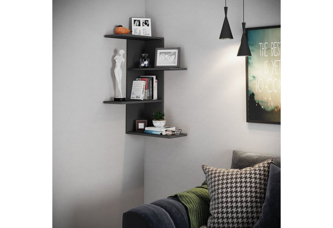 VCM Eckregal »Balos«, BxHxL: 45 x 77 x 45 cm, Holzwerkstoff - schwarz Bild 4