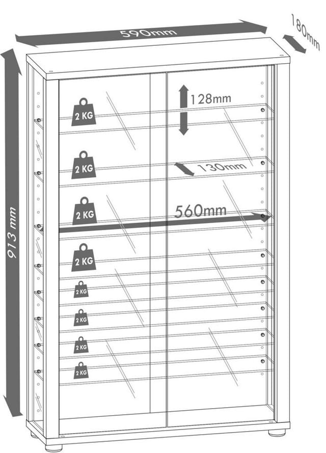 VCM Vitrine »Vitrosa Mini«, BxH: 59 x 90 cm, Holzwerkstoff/Glas - braun