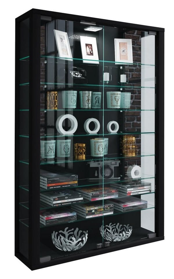 VCM Vitrine »Vitrosa Mini«, BxH: 59 x 90 cm, Holzwerkstoff/Glas - schwarz