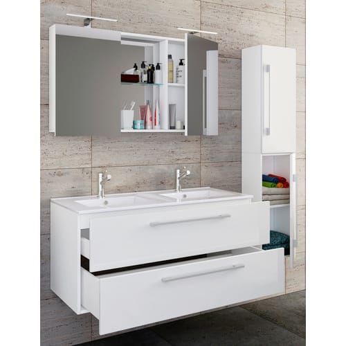 VCM Badmöbel-Set »Budasi«, 4-teilig, mit Spiegelschrank - weiss