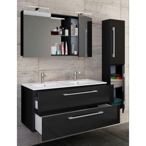 VCM Badmöbel-Set »Budasi«, 4-teilig, mit Spiegelschrank - schwarz