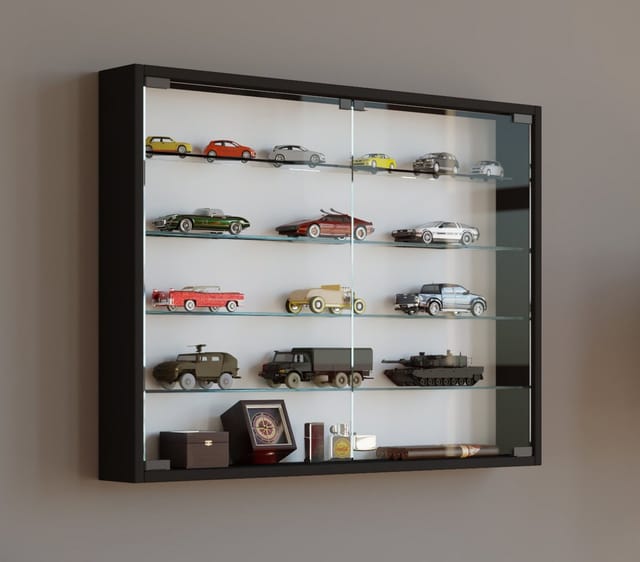 VCM Vitrine »Mandosa L«, BxH: 80 x 60 cm, Holzwerkstoff/Glas - schwarz