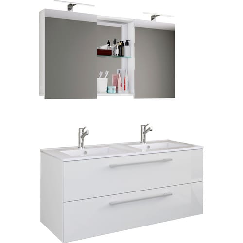 VCM Badmöbel-Set »Budasi«, 3-teilig, mit Spiegelschrank - weiss