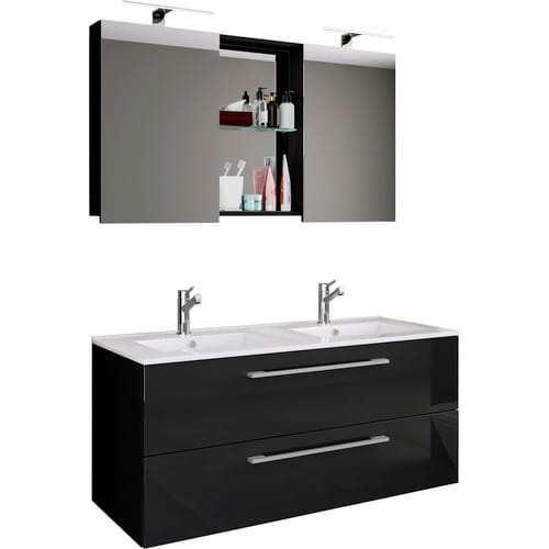 VCM Badmöbel-Set »Budasi«, 3-teilig, mit Spiegelschrank - schwarz