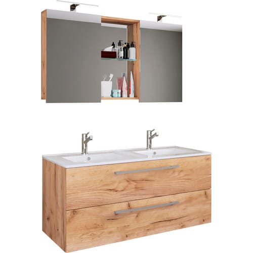 VCM Badmöbel-Set »Budasi«, 3-teilig, mit Spiegelschrank - braun