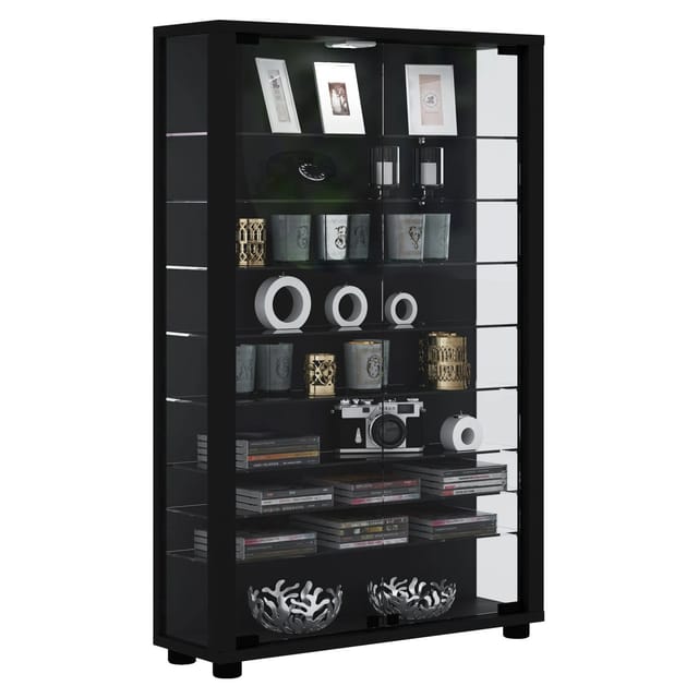 VCM Vitrine »Lumo Mini«, inkl. LED-Beleuchtung, BxH: 59 x 90 cm, Holzwerkstoff/Glas - schwarz