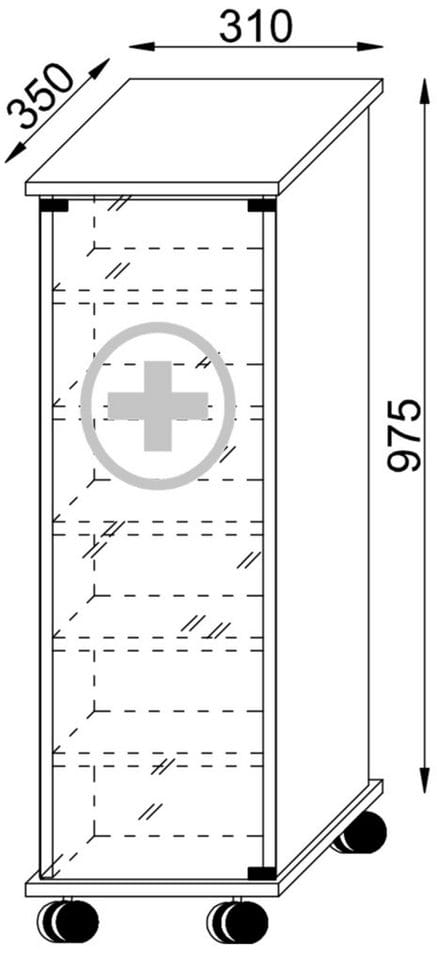 VCM Medizinschrank »Nilasu«, BxHxL: 35 x 97,5 x 31 cm, Holzwerkstoff - weiss