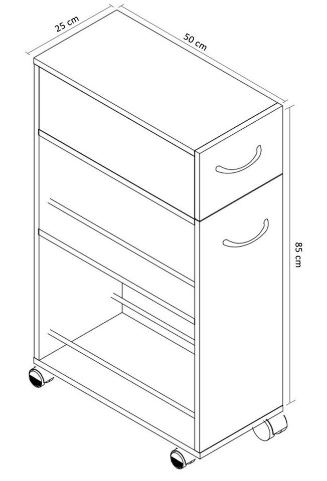 VCM Küchenwagen »Tusal SB«, BxH: 25 x 85 cm, Holzwerkstoff - weiss Bild 3