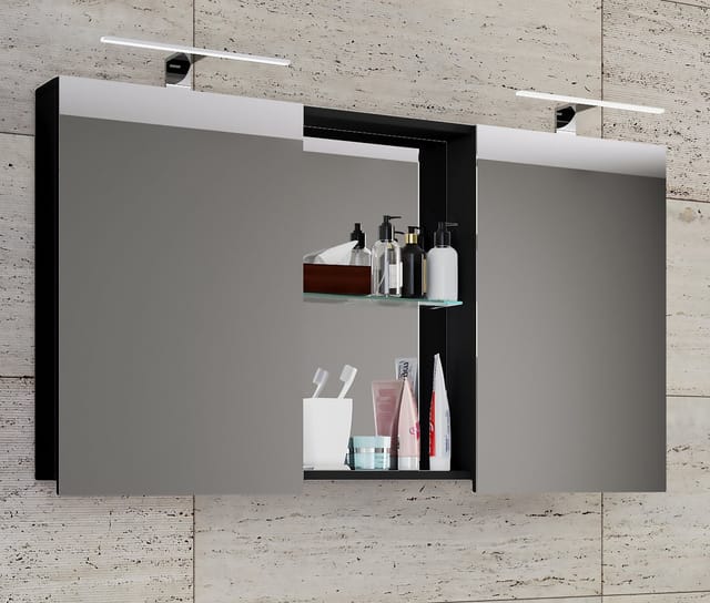 VCM Spiegelschrank »Budasi«, BxHxL: 12 x 59 x 112 cm, Holzwerkstoff - schwarz