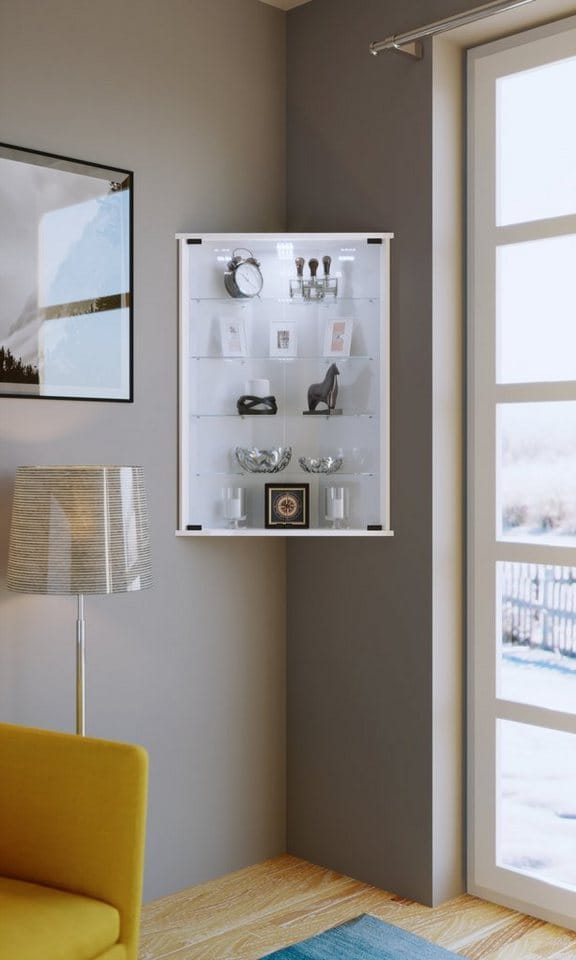 VCM Vitrine »Vecko«, BxH: 67,3 x 88,1 cm, Holzwerkstoff/Glas - weiss