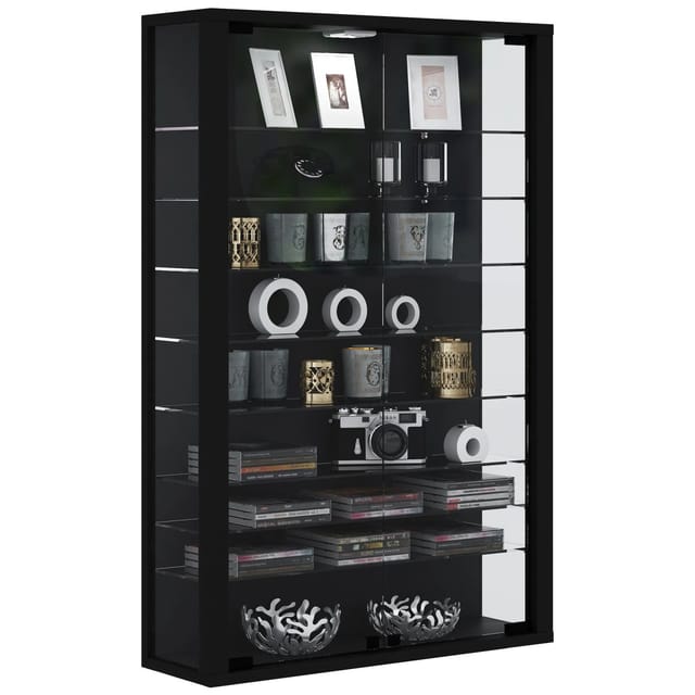 VCM Vitrine »Vitrosa Mini«, mit LED-Beleuchtung, BxH: 59 x 90 cm, Holzwerkstoff/Glas - schwarz