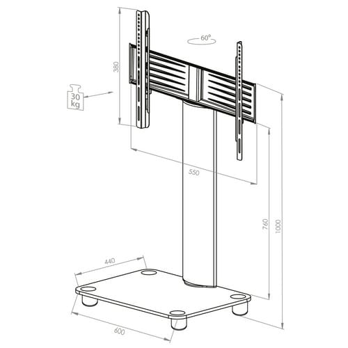 VCM Standfuß »Bilano«, BxH: 60 x 100 cm, Aluminium - silberfarben