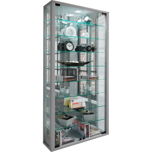 VCM Vitrine »Vitrosa«, mit LED-Beleuchtung, BxH: 59 x 114,8 cm, Holzwerkstoff/Glas - silberfarben