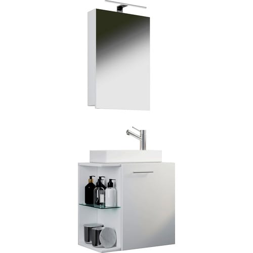 VCM Badmöbel-Set »Hausa«, 3-teilig, mit Spiegelschrank - weiss