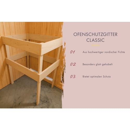 KARIBU Sauna »Hiiu«, BxTxH: x 196 x 196 x 198 cm, 9 kW Ofen, für 5 Personen - braun