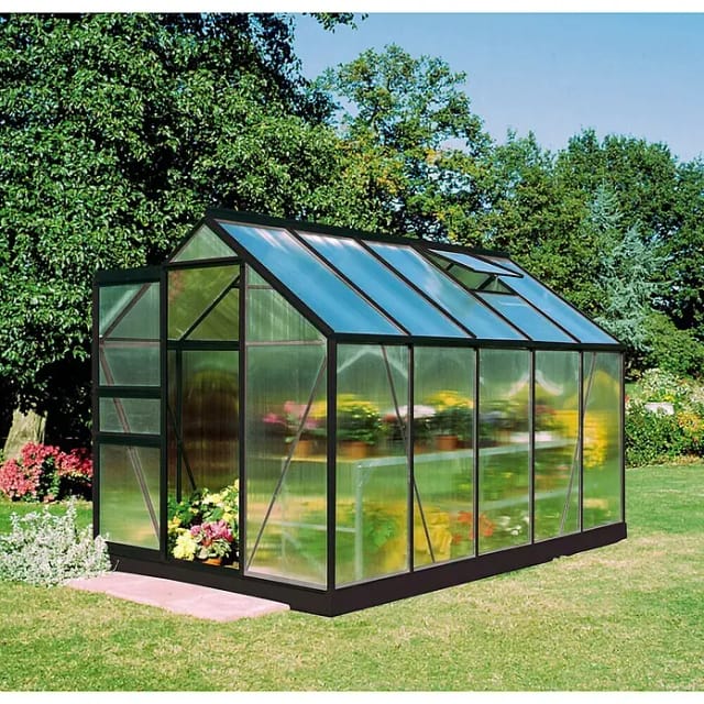 HALLS Gewächshaus »Popular«, 6,2 m², schwarz, 4 mm Stegdoppelplatten