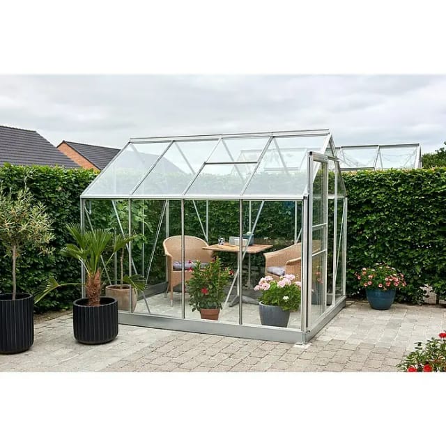 HALLS Gewächshaus »Popular«, 5,0 m², aluminiumfarben, 3 mm Sicherheitsglas - silberfarben