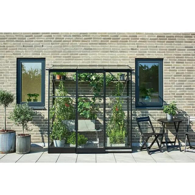 HALLS Gewächshaus »Qube Lean-to 2«, 1,2 m², schwarz, 3 mm Sicherheitsglas