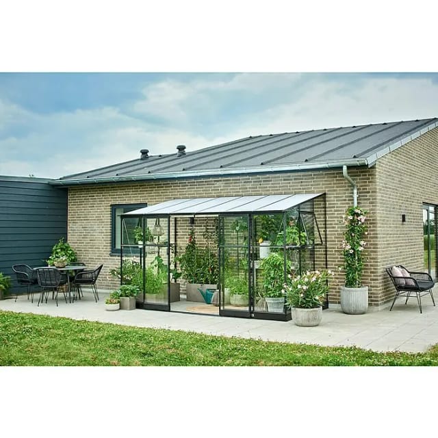 HALLS Gewächshaus »Qube Lean-to 6«, 7,1 m², schwarz, 3 mm Sicherheitsglas