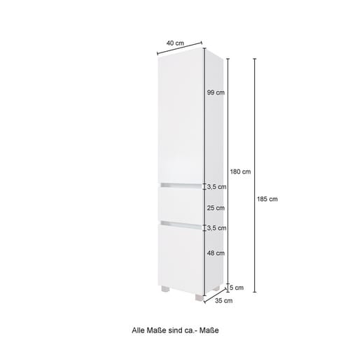 HELD MÖBEL Seitenschrank »Lucca«, BxHxT: 40 x 180 x 35 cm - grau