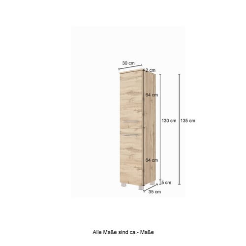 HELD MÖBEL Midischrank »Livorno«, BxHxT: 30 x 130 x 35 cm - bunt