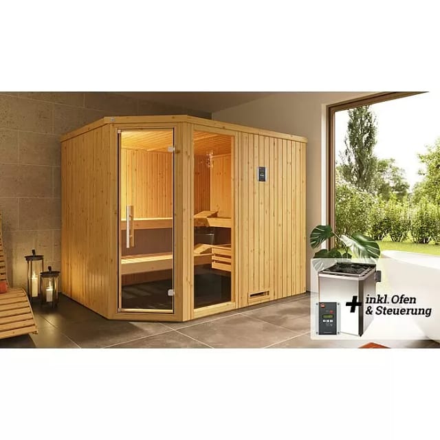WEKA Elementsauna »VARBERG«, BxHxT: 244 cm x 199 cm x 194 cm - braun