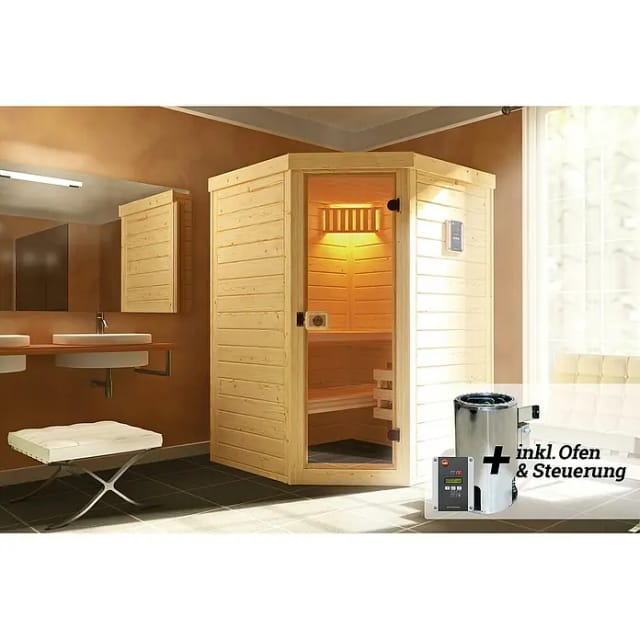 WEKA Massivholzsauna »LAUKKALA«, BxHxT: 144 cm x 200 cm x 144 cm - braun