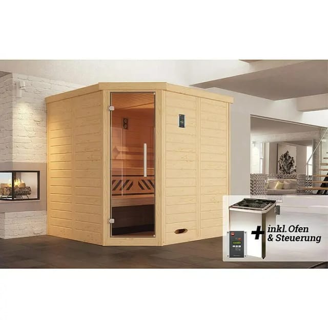 WEKA Massivholzsauna »KEMI«, BxHxT: 196 cm x 200 cm x 146 cm - braun