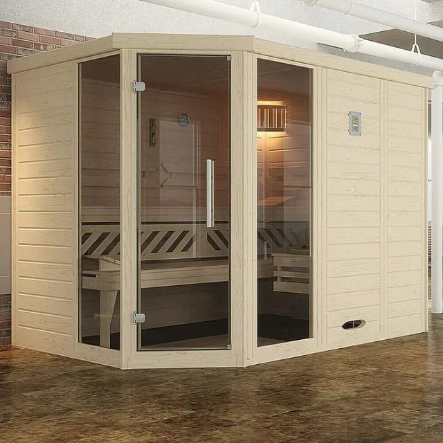 WEKA Massivholzsauna »KEMI«, BxHxT: 245 cm x 200 cm x 195 cm - braun