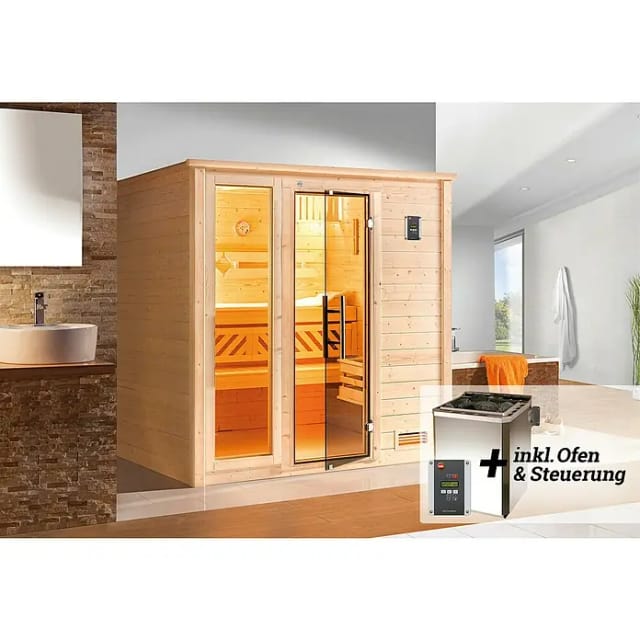 WEKA Massivholzsauna »BERGEN 1«, BxHxT: 195,5 cm x 205 cm x 145 cm - braun