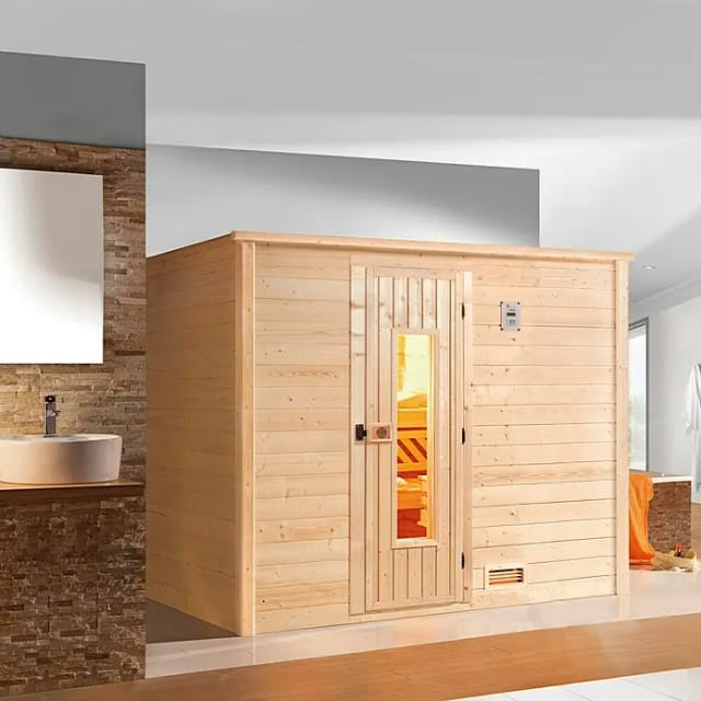WEKA Massivholzsauna »BERGEN 4«, BxHxT: 245,5 cm x 205 cm x 195 cm - braun