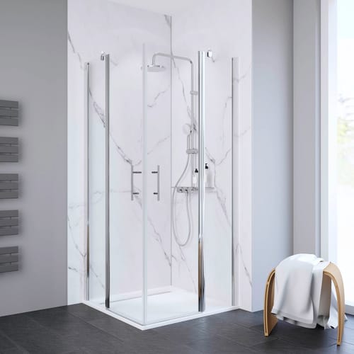 WELLWATER Eckeinstieg &raquo;Esperance&laquo;, mit Dreht&uuml;r, BxH: 90 x 192 cm, Glas/Aluminium - silberfarben