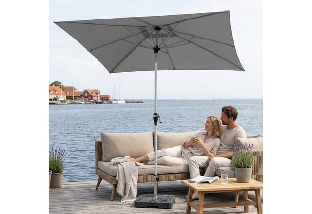 DOPPLER Sonnenschirm »Active Auto Tilt«, quadratisch, abknickbar, Sonnenschutzfaktor: 50+ - grau