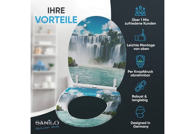 Sanilo WC-Sitz, BxL: 37,7 x 47 cm, Wasserfall - blau