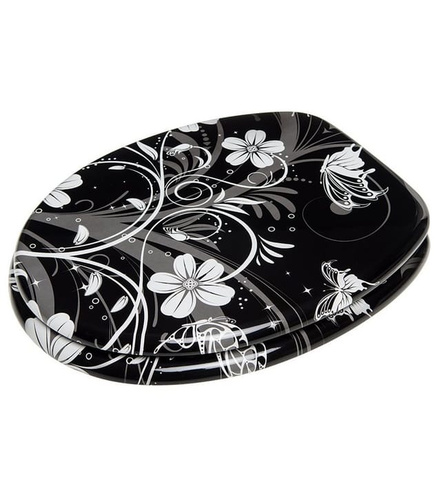 Sanilo WC-Sitz, BxL: 37,7 x 47 cm, White Flower - schwarz
