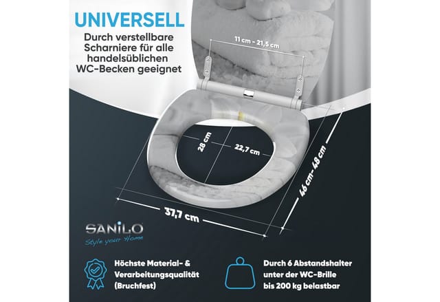 Sanilo WC-Sitz, BxL: 37,7 x 47 cm, Good Feeling - grau
