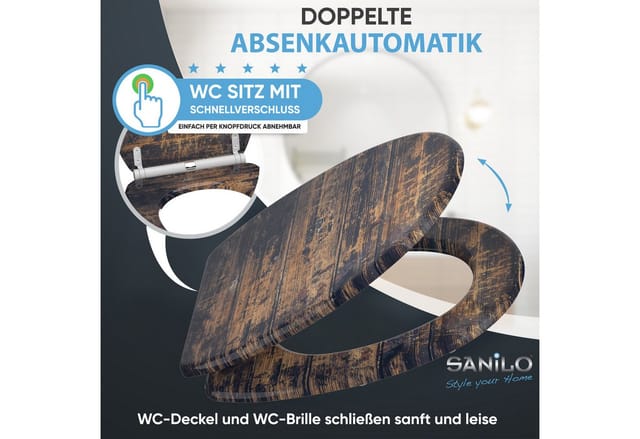 Sanilo WC-Sitz, BxL: 37,7 x 47 cm, Vintage - schwarz