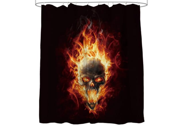 Sanilo Duschvorhang, Polyester, Totenkopf in Flammen - braun