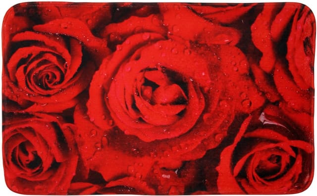 Sanilo Badteppich, rot, Polyester, mit Rosen