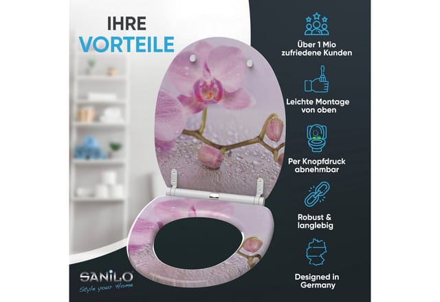 Sanilo WC-Sitz, BxL: 37,7 x 47 cm, Blooming - rosa