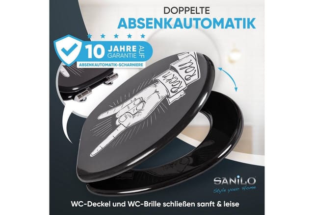Sanilo WC-Sitz, BxL: 37,7 x 47 cm, Rock 'N' Roll - schwarz